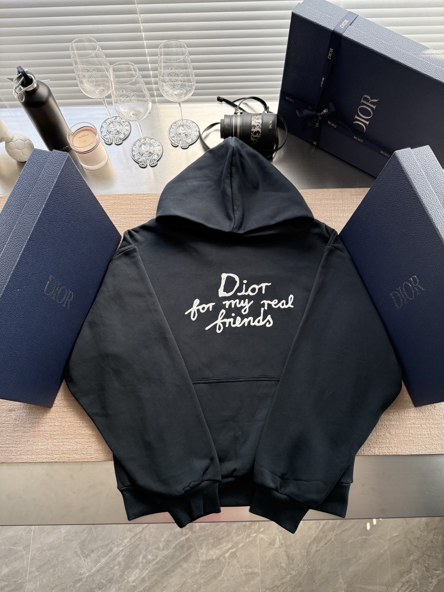 디올(Dior) 로고 디테일 코튼 후드