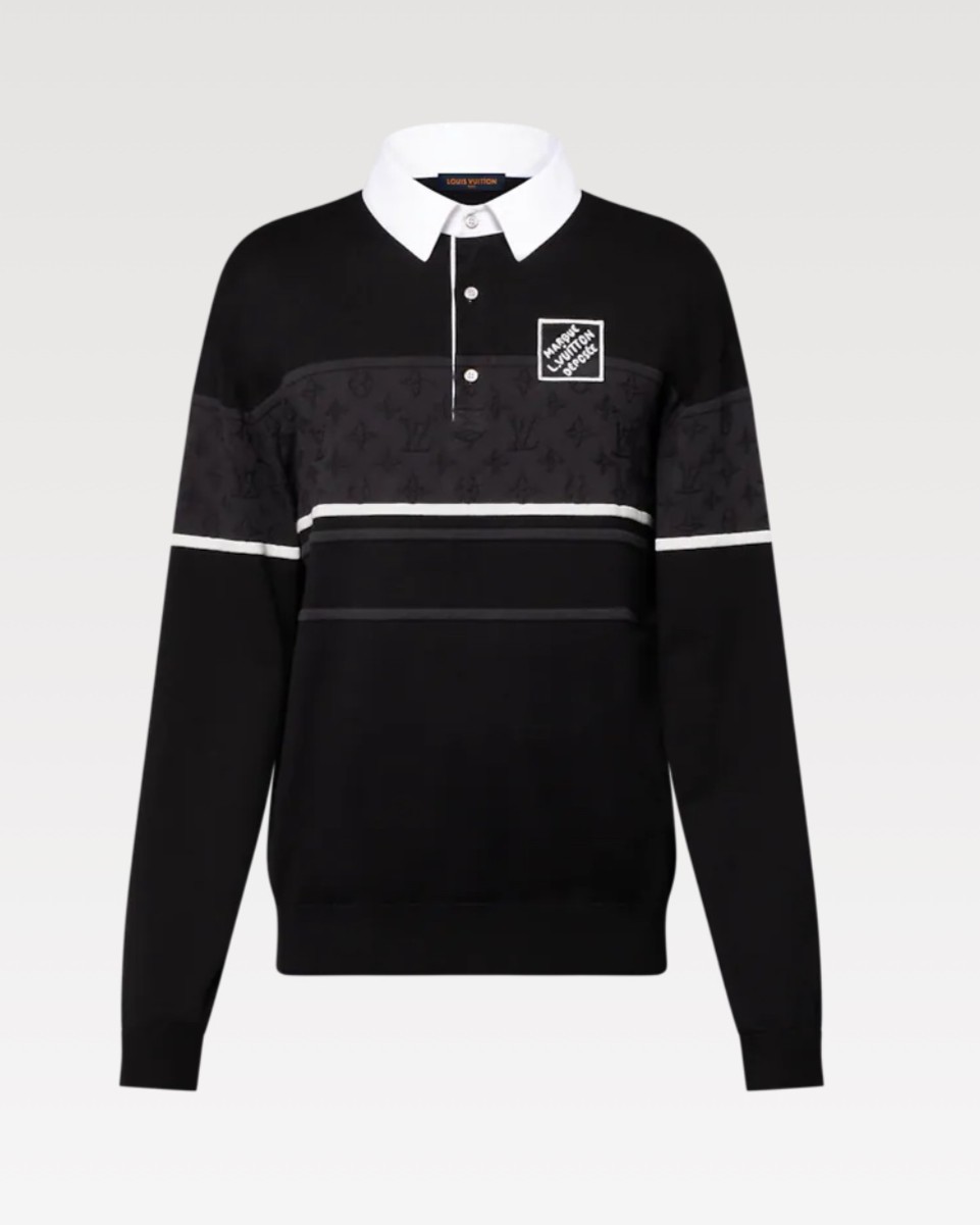 1AGTMF SPRING CAPSULE 모노그램 자카드 롱 슬리브드 폴로 셔츠