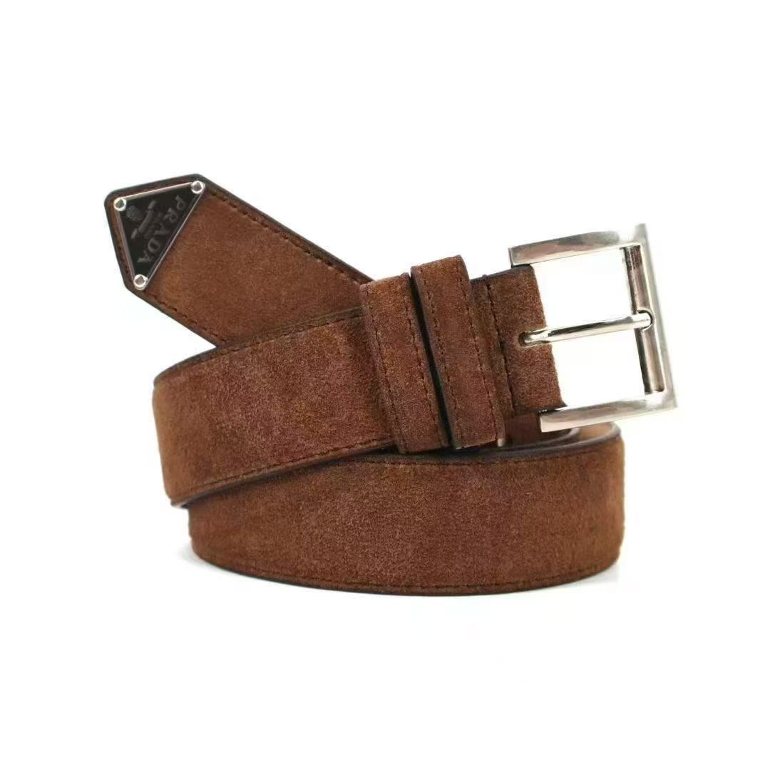 프라다 25SS 남성 스웨이드 삼각로고 벨트 35mm