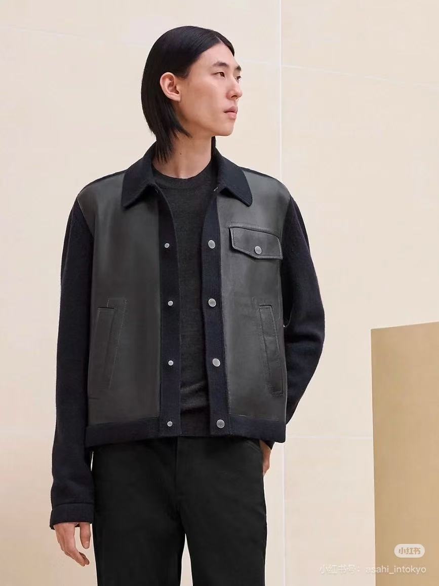 에르메스 2025 캐시미어 레더 믹스 포켓 자켓