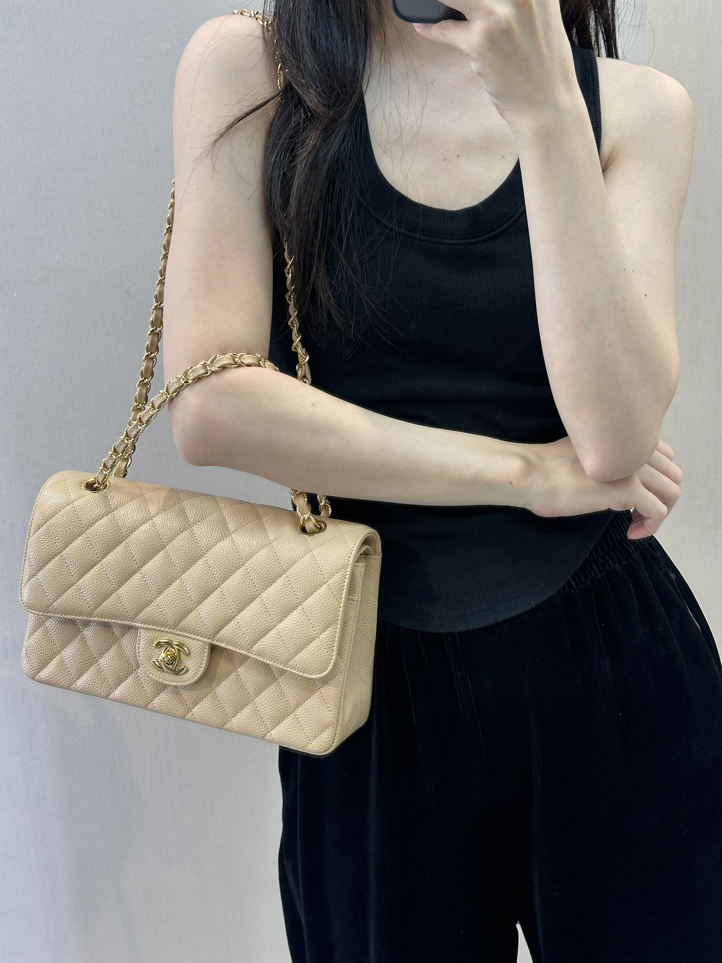 샤❤넬 클래식 캐비어 플랩백 미디움 25.5cm 112