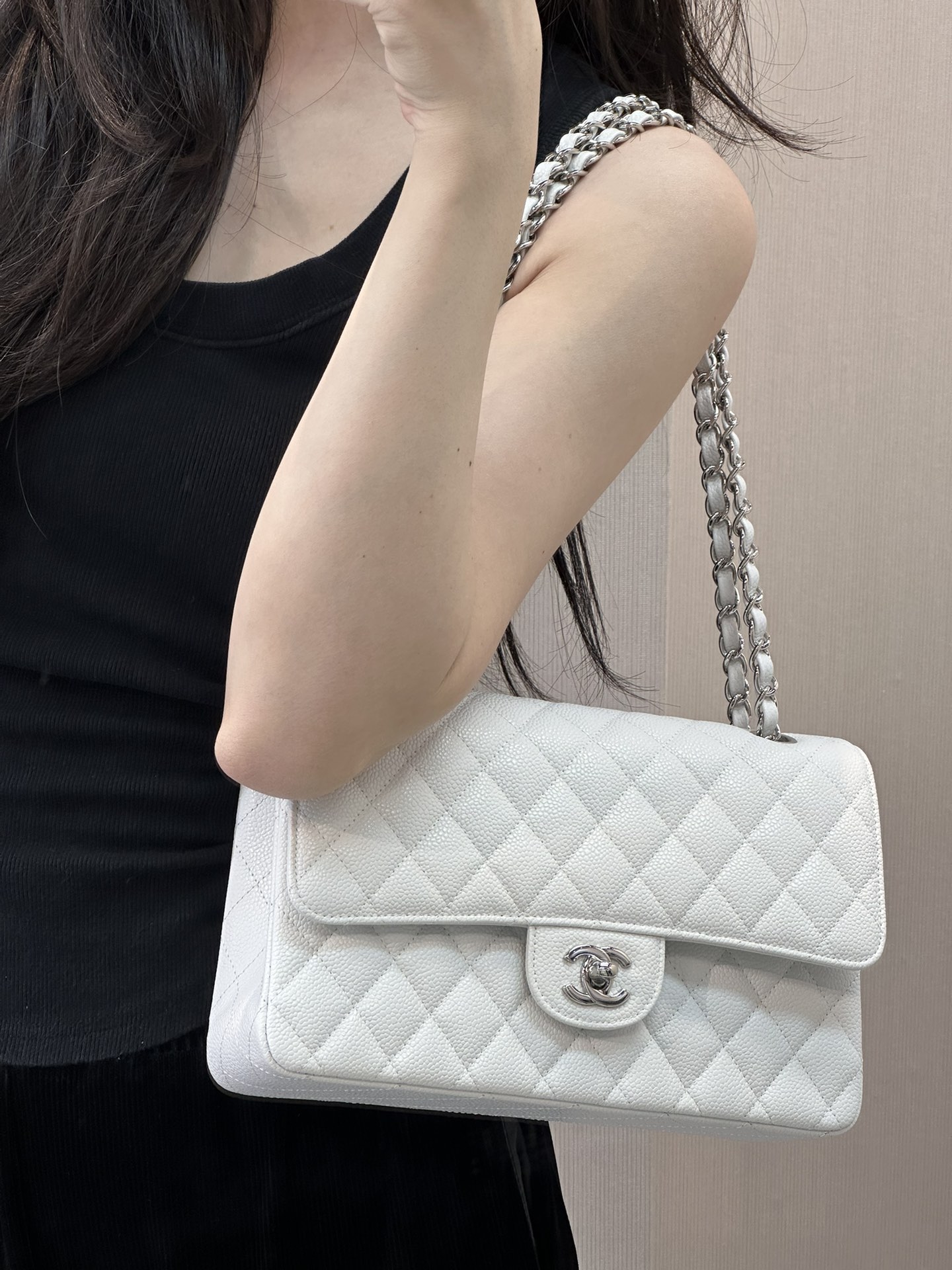 샤❤넬 클래식 캐비어 플랩백 미디움 25.5cm 112