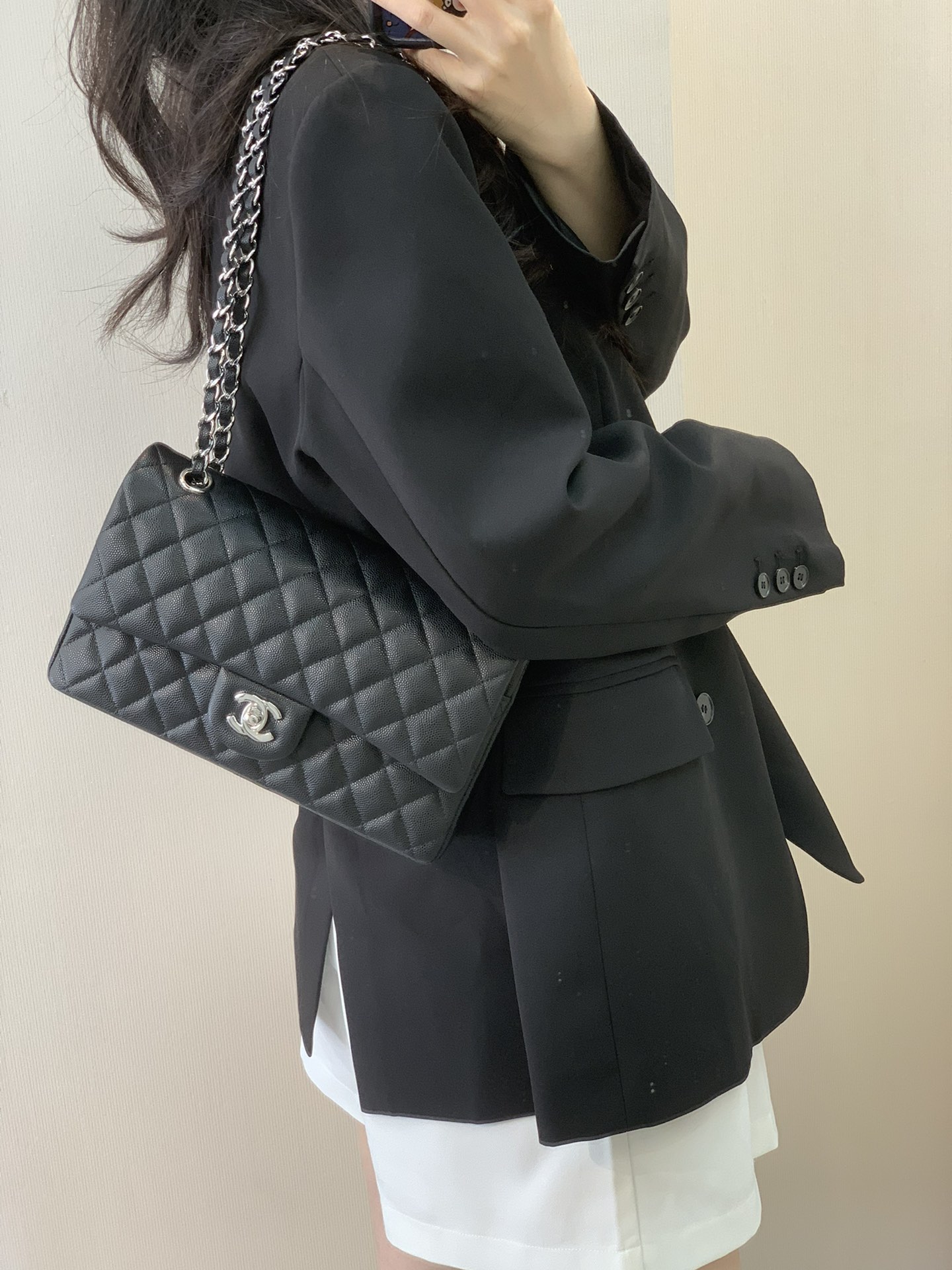 샤❤넬 클래식 캐비어 플랩백 미디움 25.5cm 112