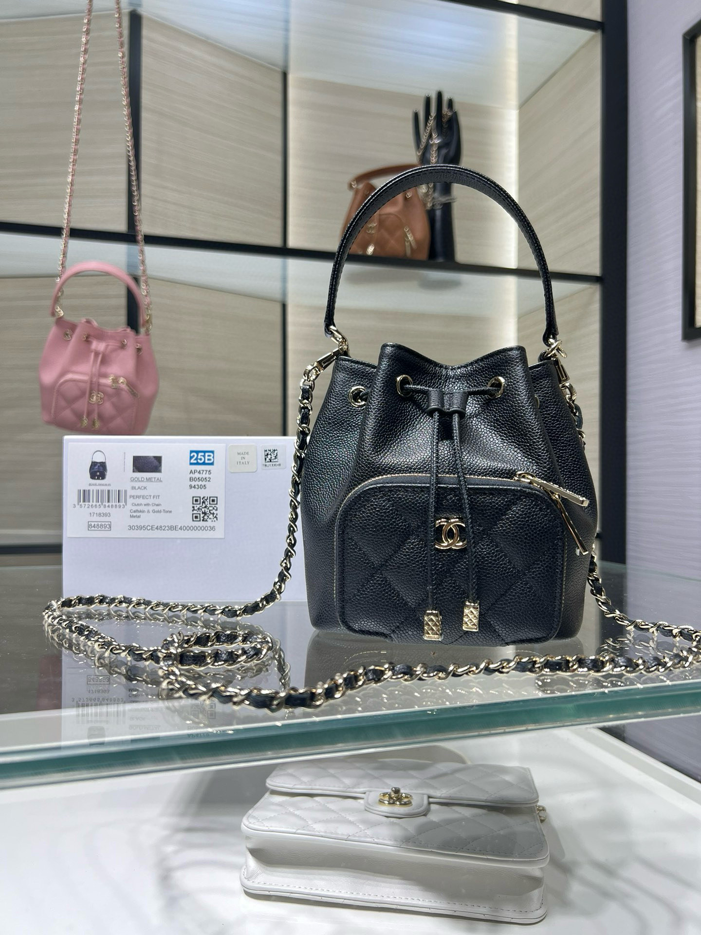 샤* 25B 포켓 버킷백 체인 미니백 AP4775 12.5×10×7cm