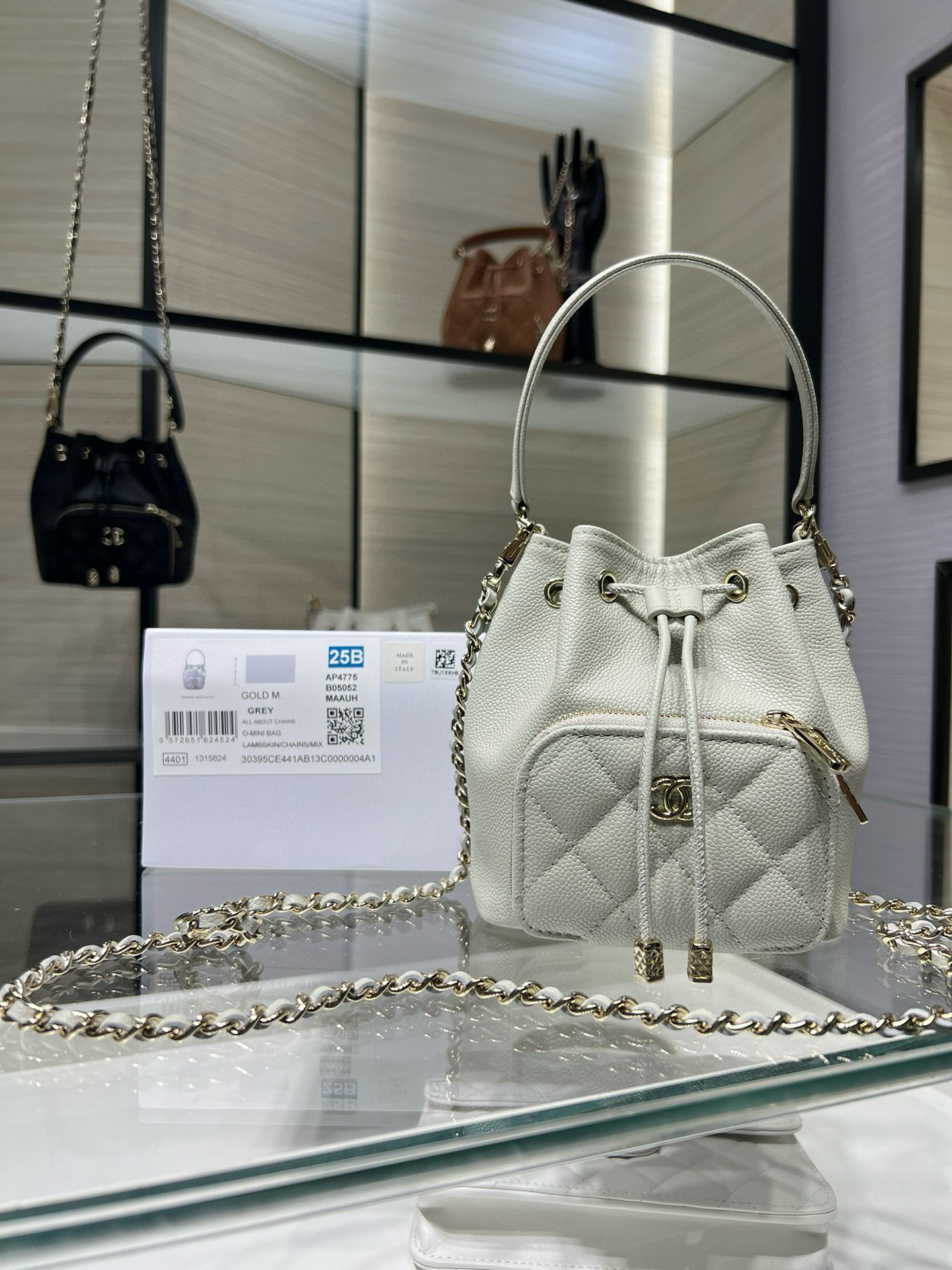 샤* 25B 포켓 버킷백 체인 미니백 AP4775 12.5×10×7cm