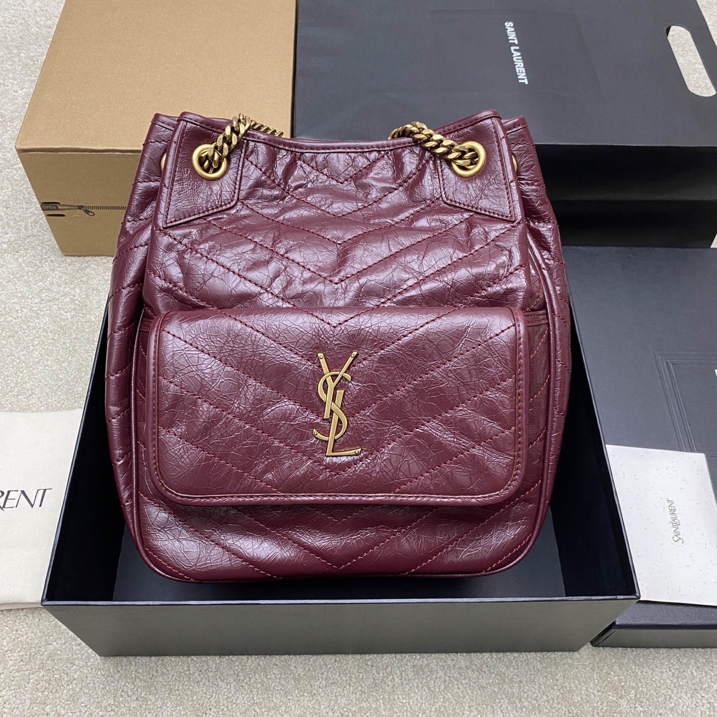 생로랑 니키 가죽 버킷백 862295 25x30x8-12cm